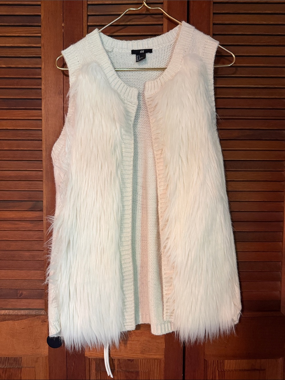 H&M Cream Faux Fur Front Knit Vest